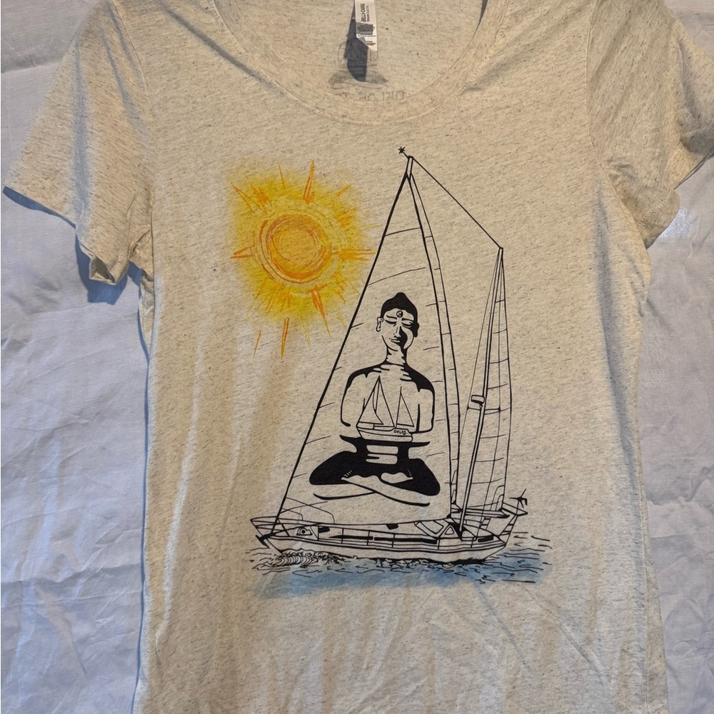 Bella Canvas Cream Speckled Graphic Tee with Black Line Art